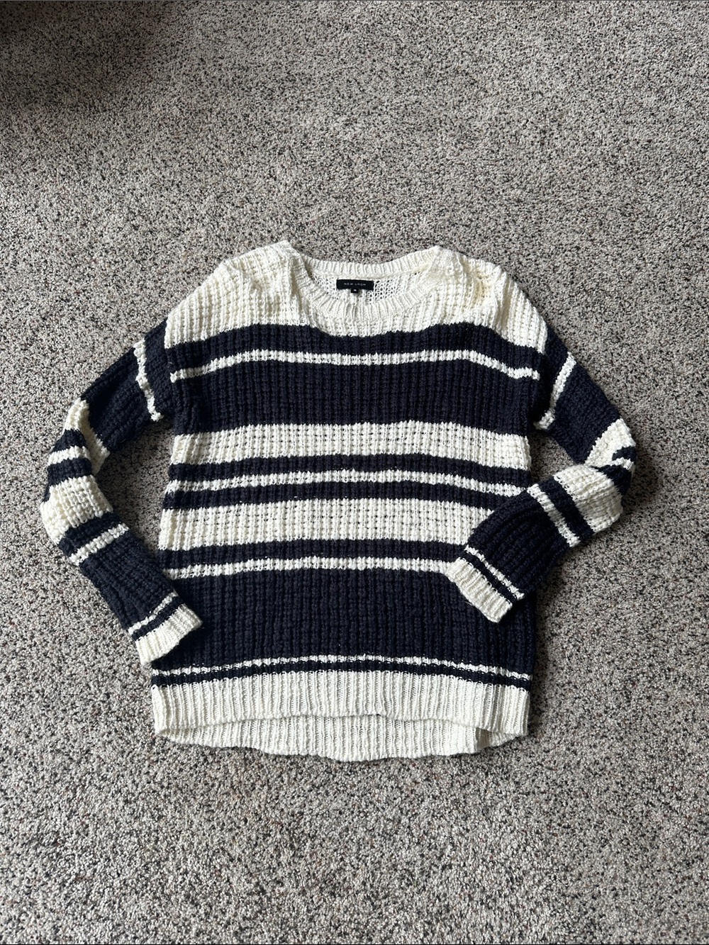 New Look Striped Crewneck Sweater in Navy and Cream